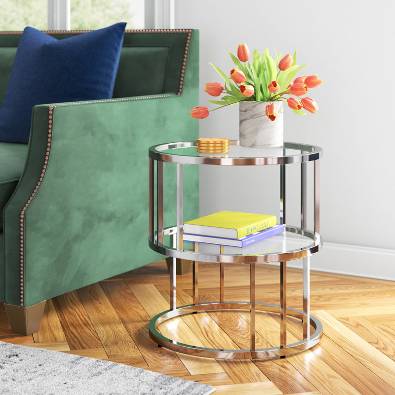 Etta Avenue™ Matilda Glass Top Frame End Table with Storage & Reviews